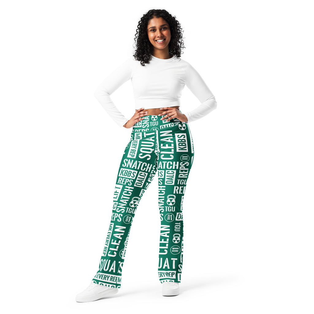 Green/White Acronyms Flare leggings