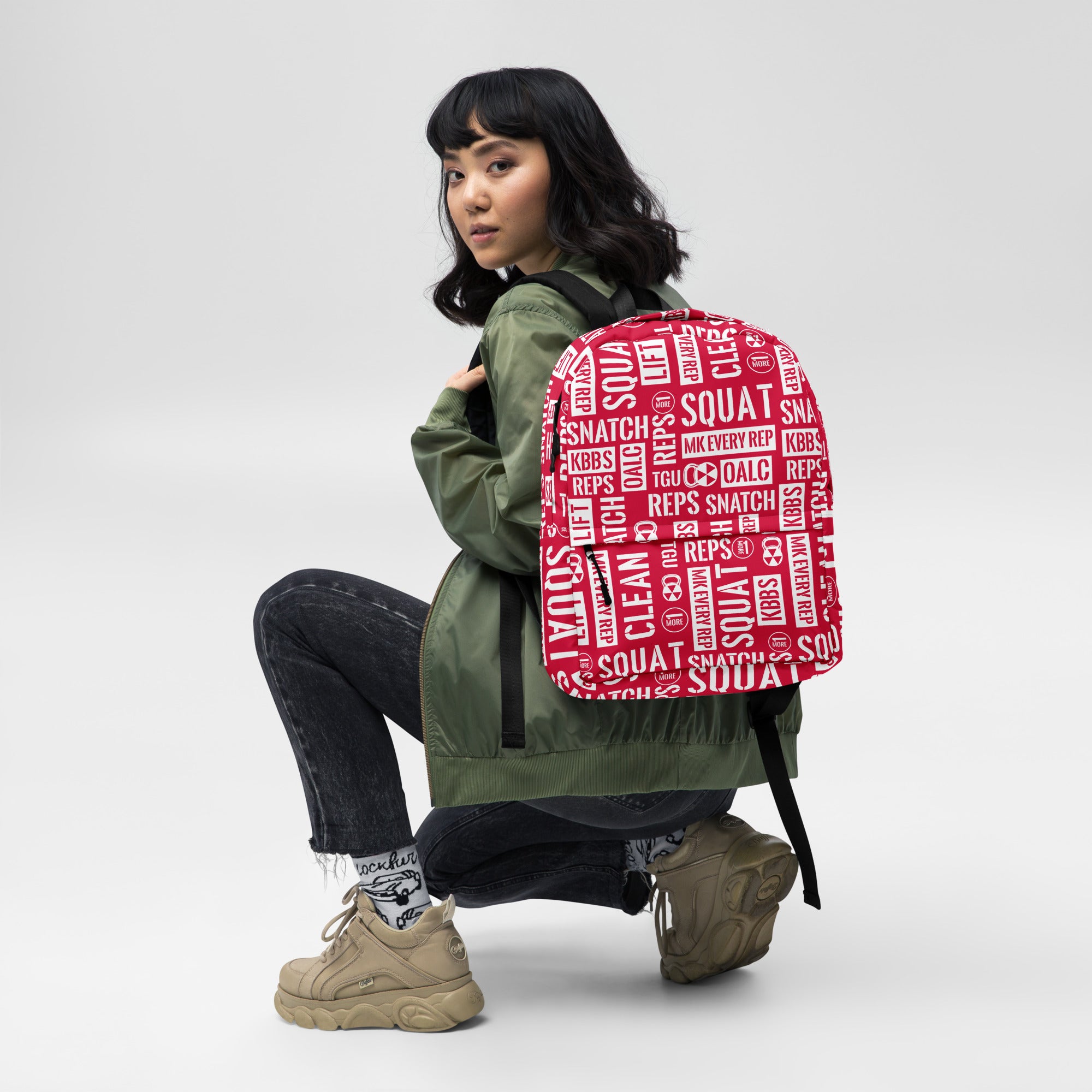 Crimson Red/White Acronyms Backpack