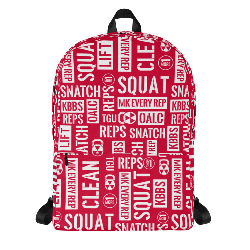 Crimson Red/White Acronyms Backpack