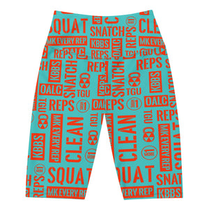 Aqua/Orange Acronyms Men’s Biker Shorts