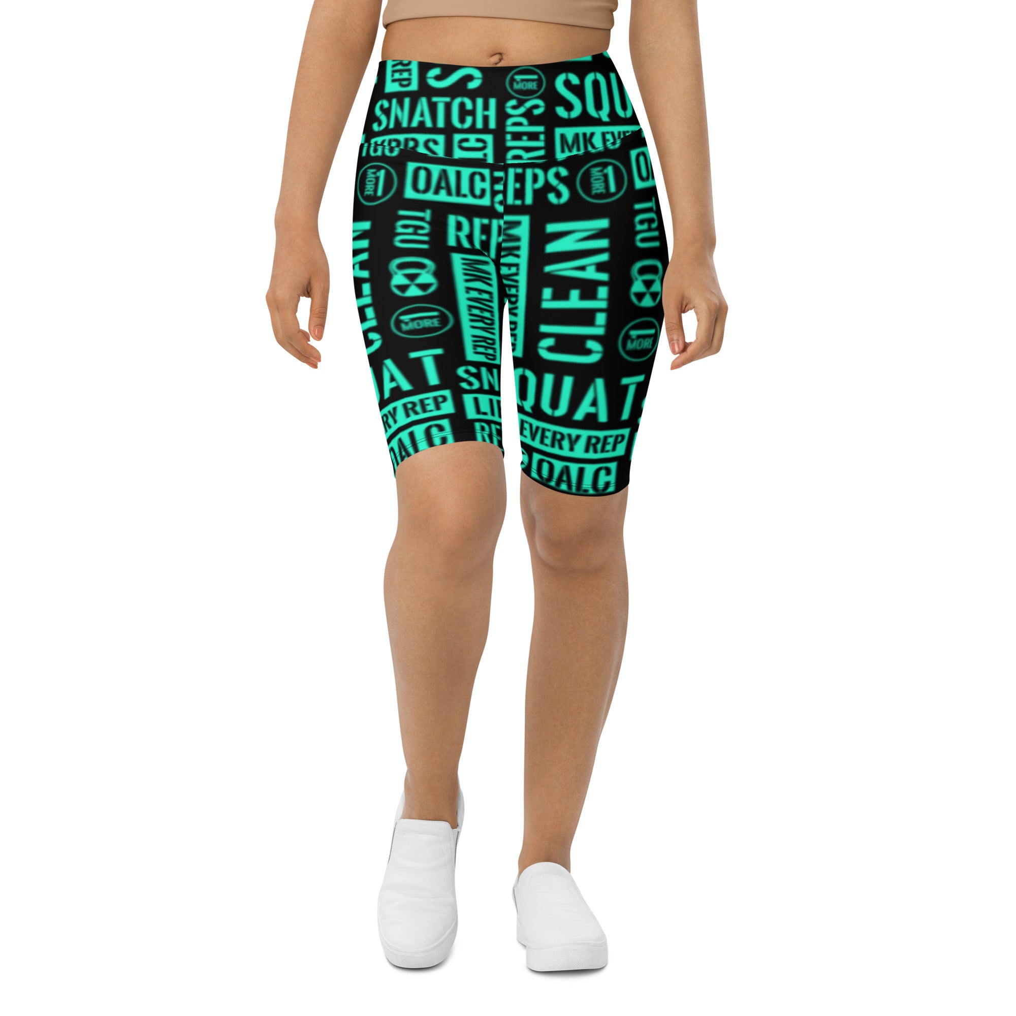 Black/Mint Women’s Acronyms Biker Shorts