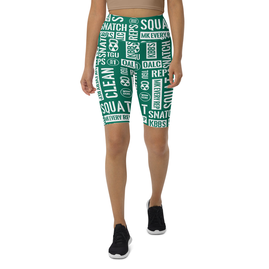 Green/White Acronyms Biker Shorts