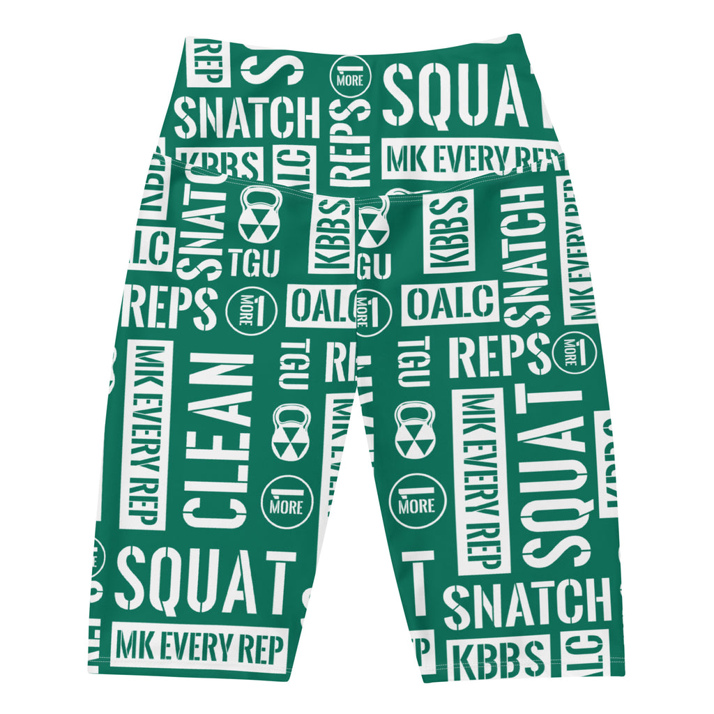 Green/White Acronyms Biker Shorts