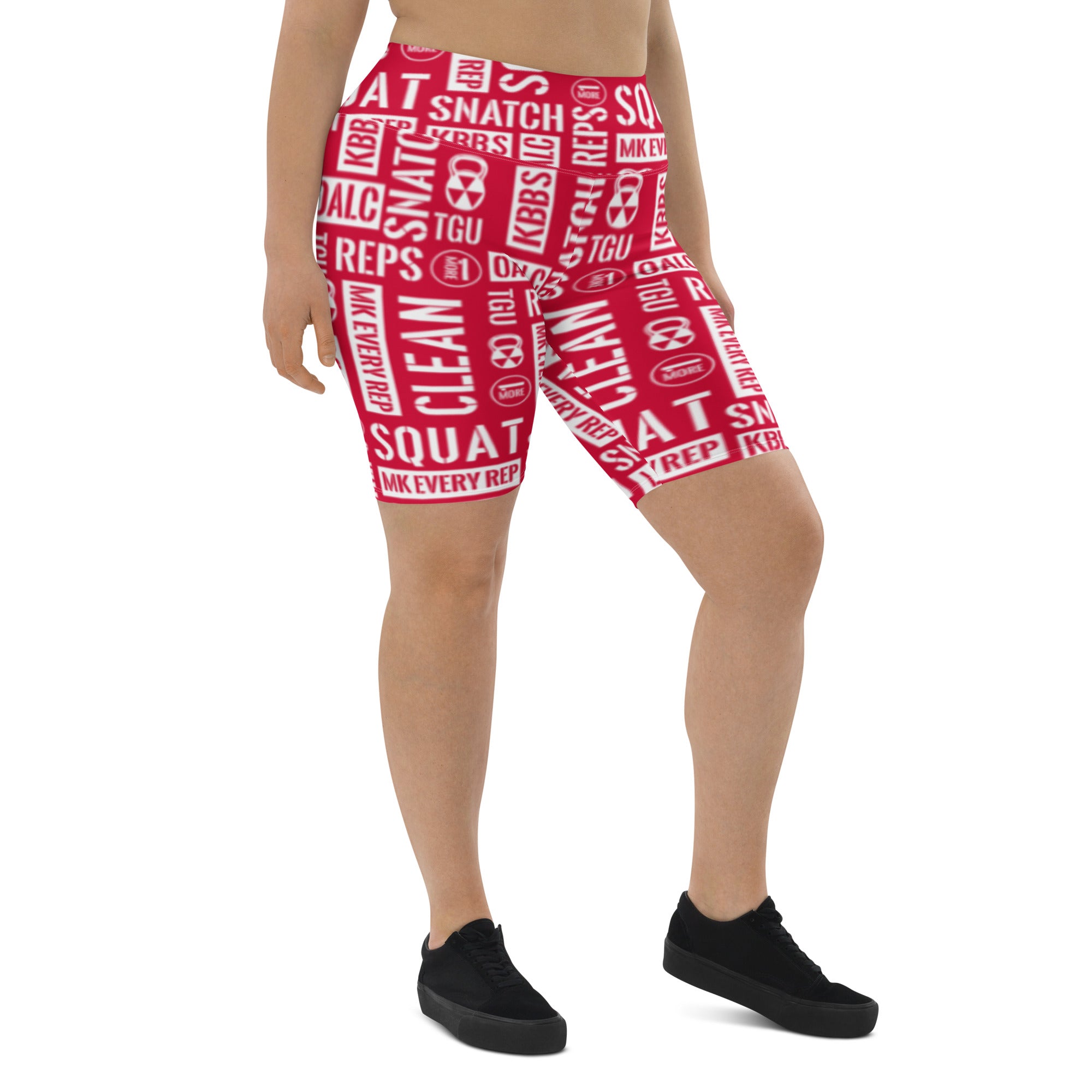 Crimson Red/White Acronyms Biker Shorts