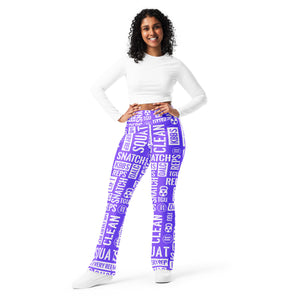 Purple/White Acronyms Flare leggings