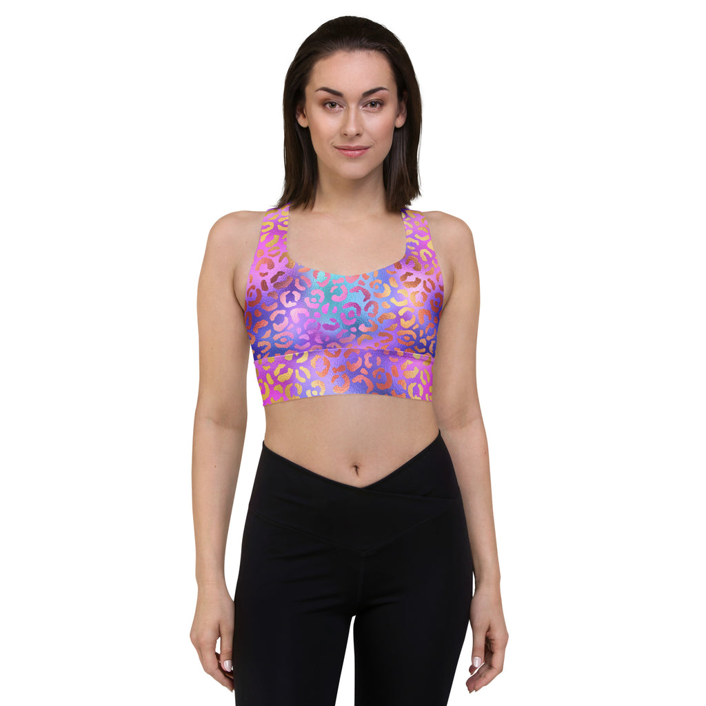 Raspberry Animal Print Longline Sports Bra