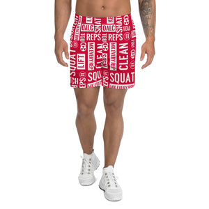 Crimson Red/White Acronyms Men's Recycled Athletic Shorts