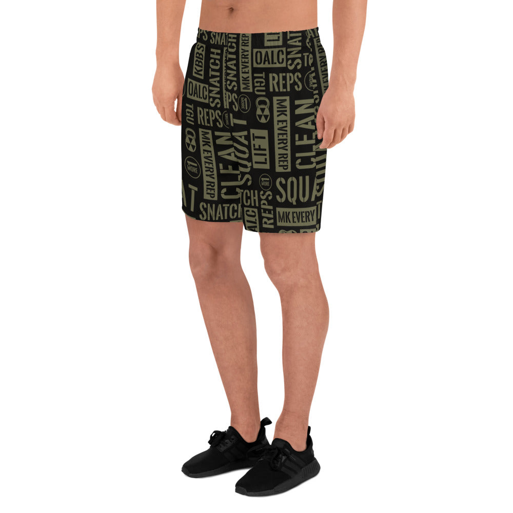 Men's Black/Military Green Acronyms  Athletic Shorts