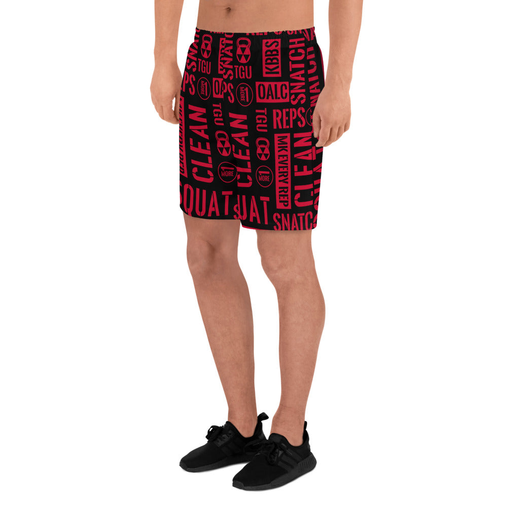 Men's Black/Red Acronyms  Athletic Shorts