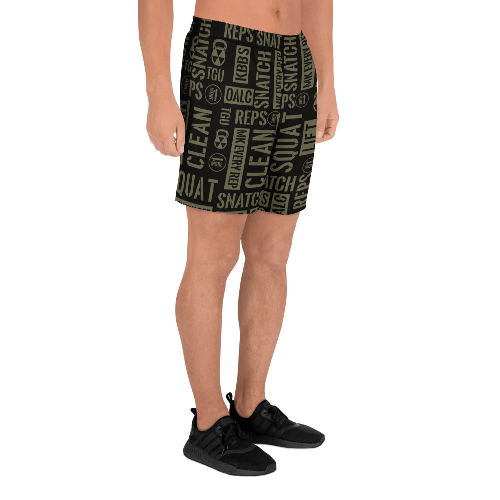 Men's Black/Military Green Acronyms  Athletic Shorts