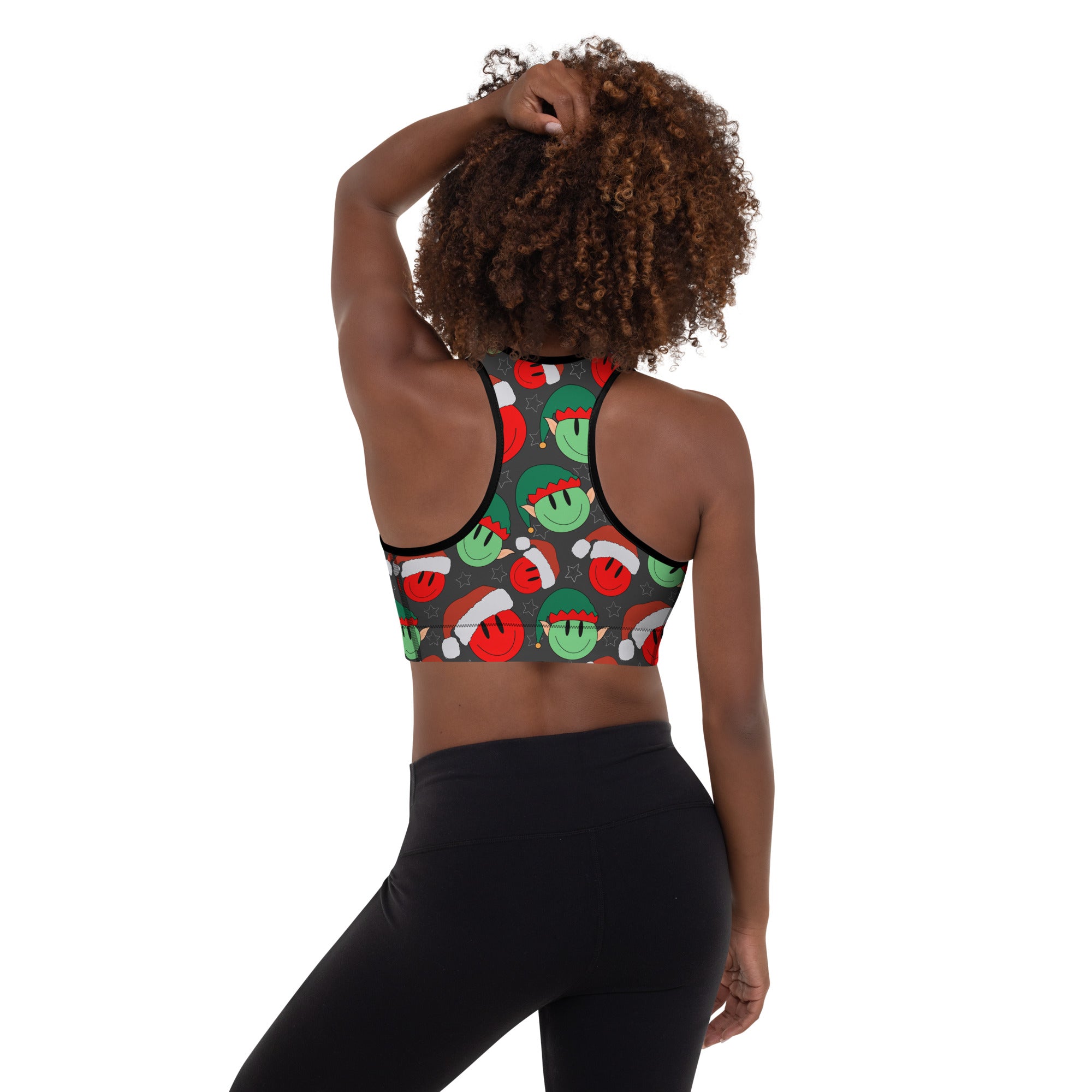 Elves And Smiley Faces Padded Sports Bra