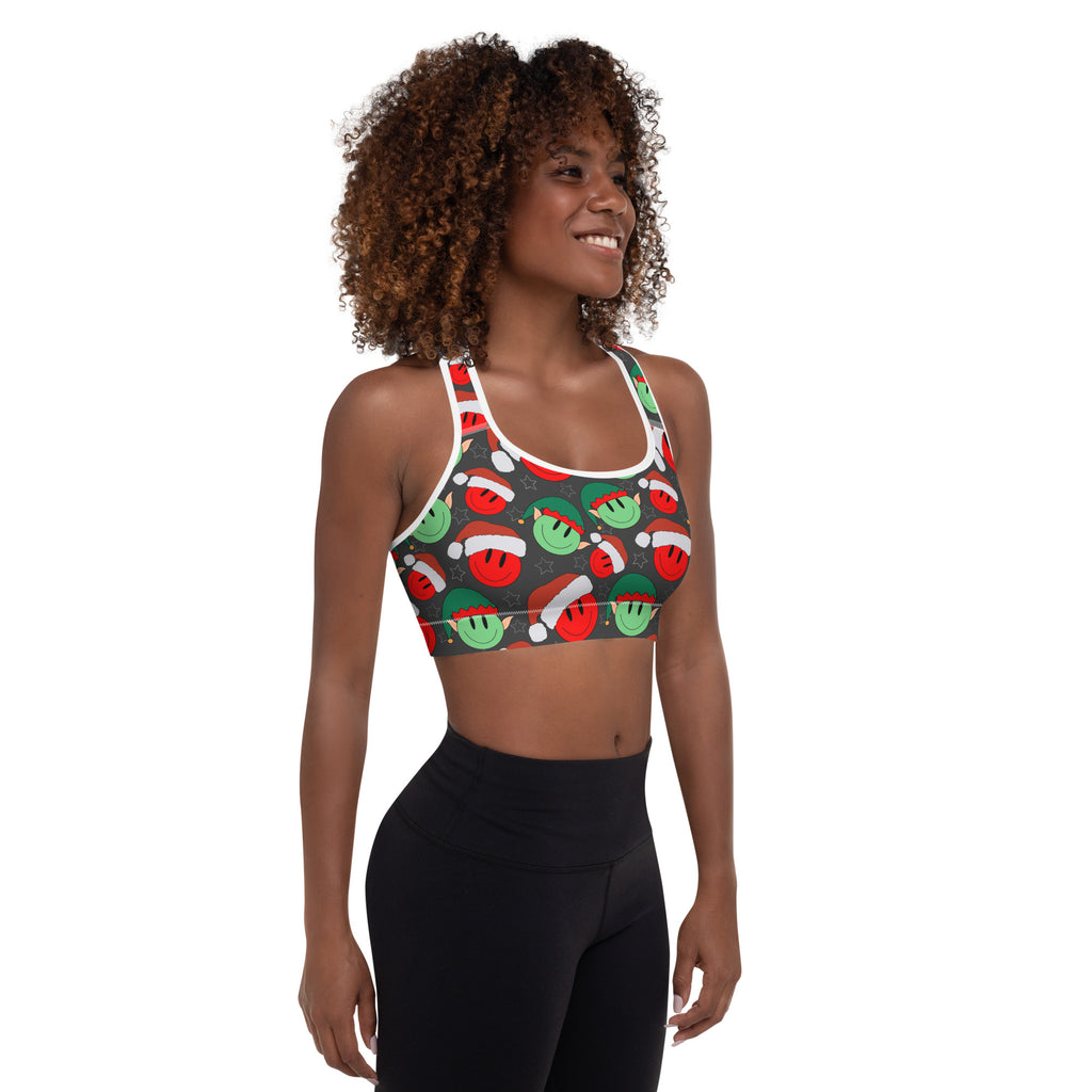 Elves And Smiley Faces Padded Sports Bra