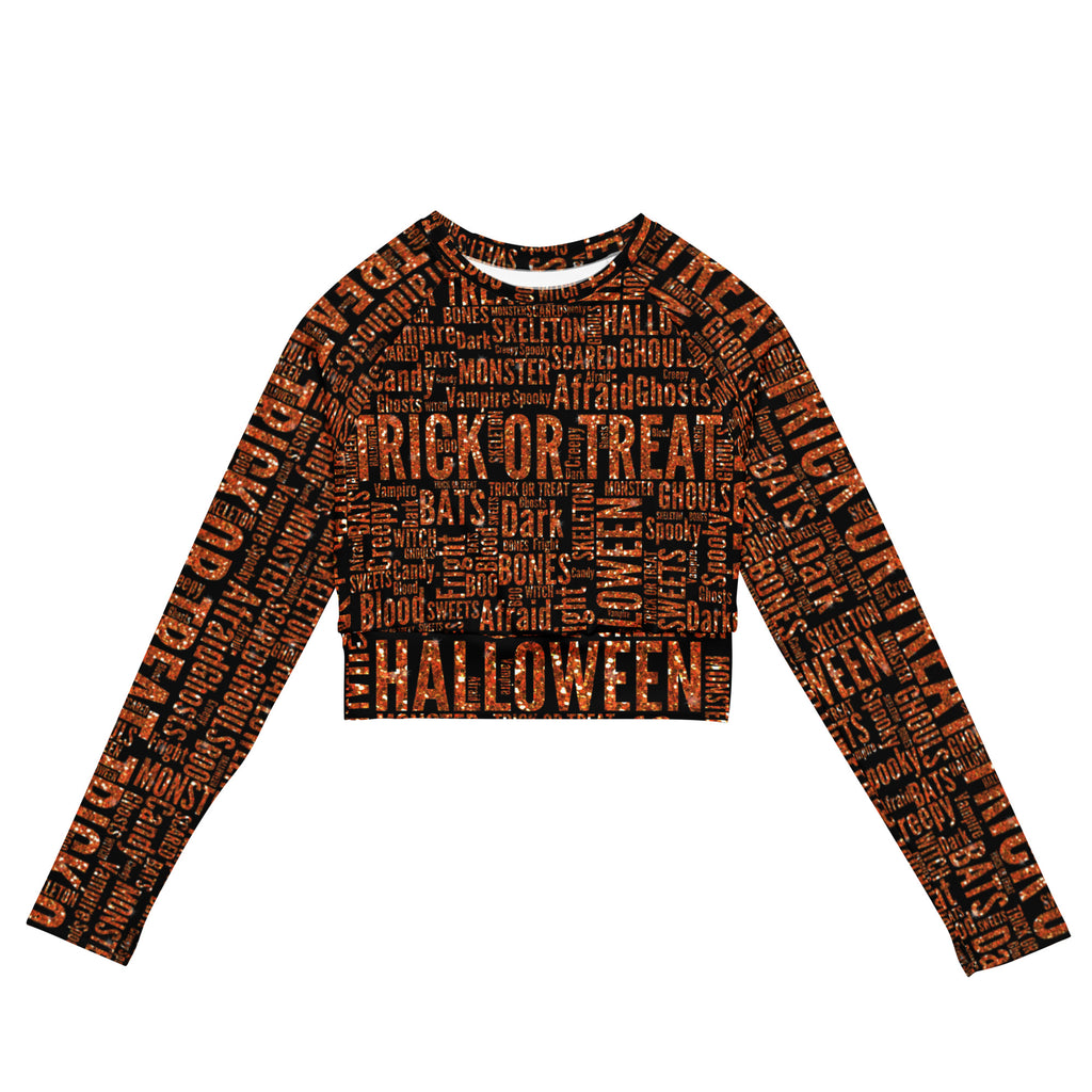 Trick or Treat Halloween Recycled long-sleeve crop top