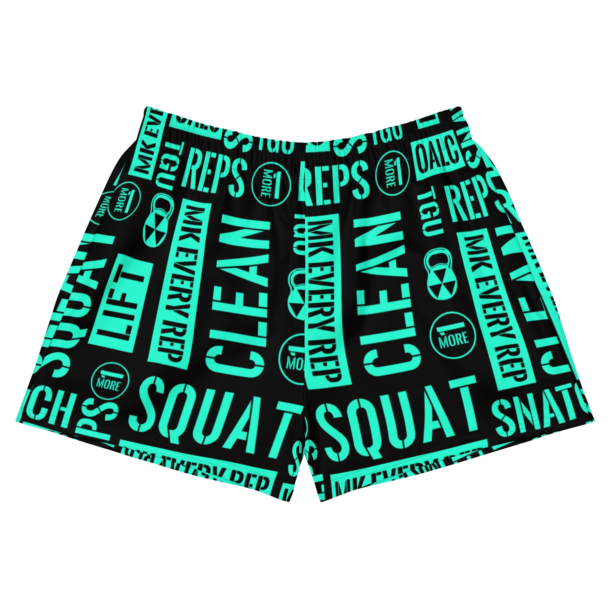 Black/Mint Acronyms Women’s Recycled Athletic Shorts
