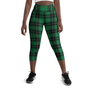 Green Plaid Capri Leggings