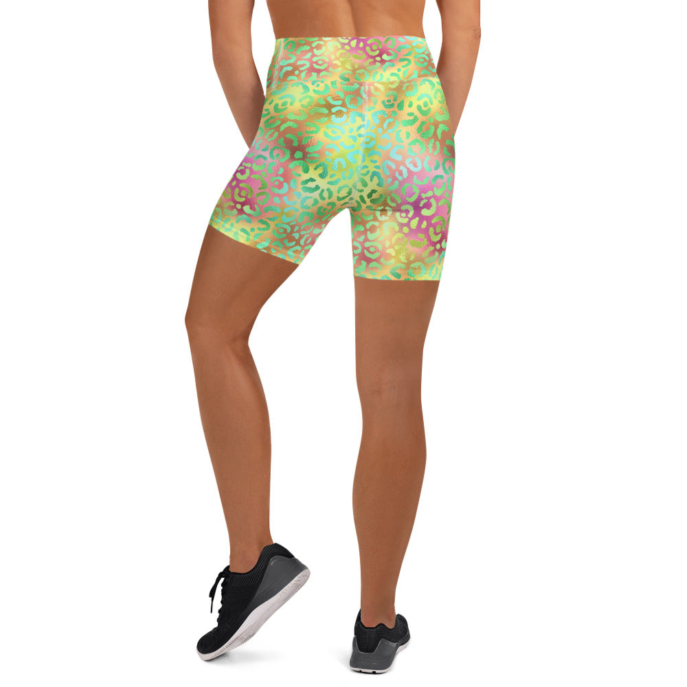 Lime And Rose Gold Animal Print Shorts
