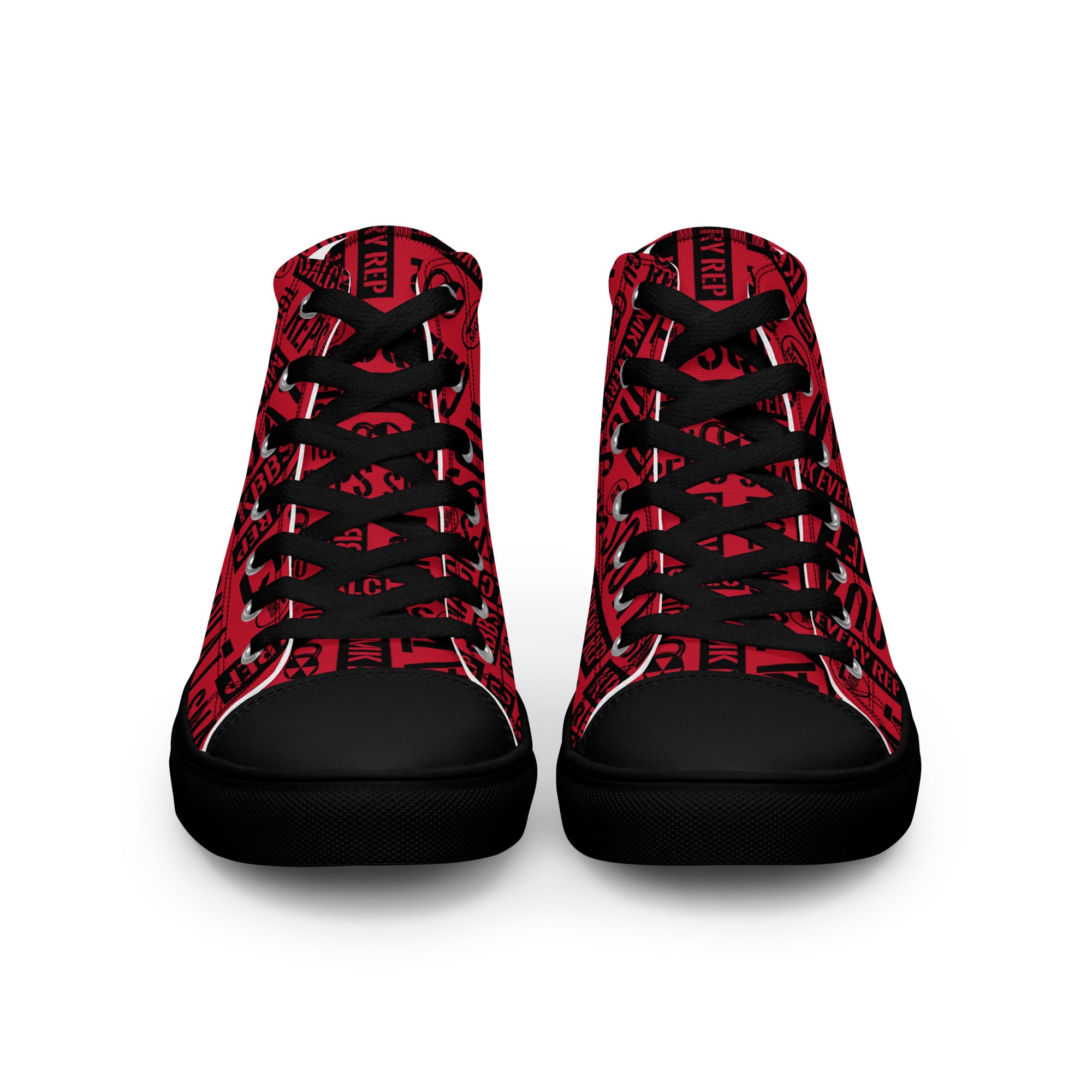 Men’s Crimson/Black Acronyms Black high top canvas shoes