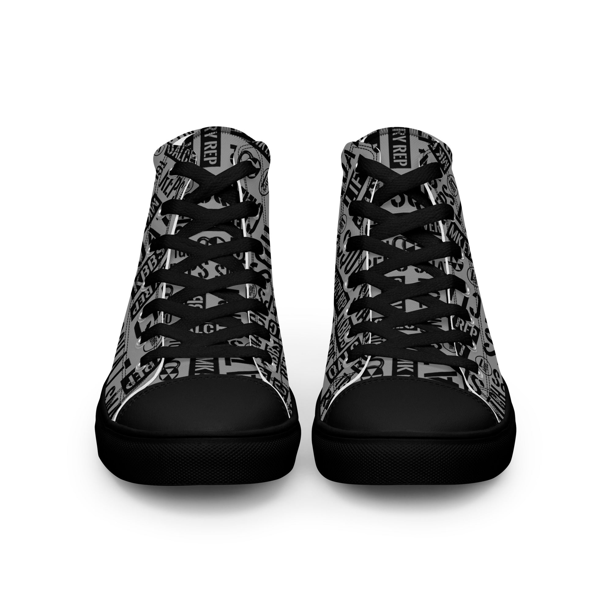 Men’s Charcoal Acronyms Black High Tops Canvas Shoes