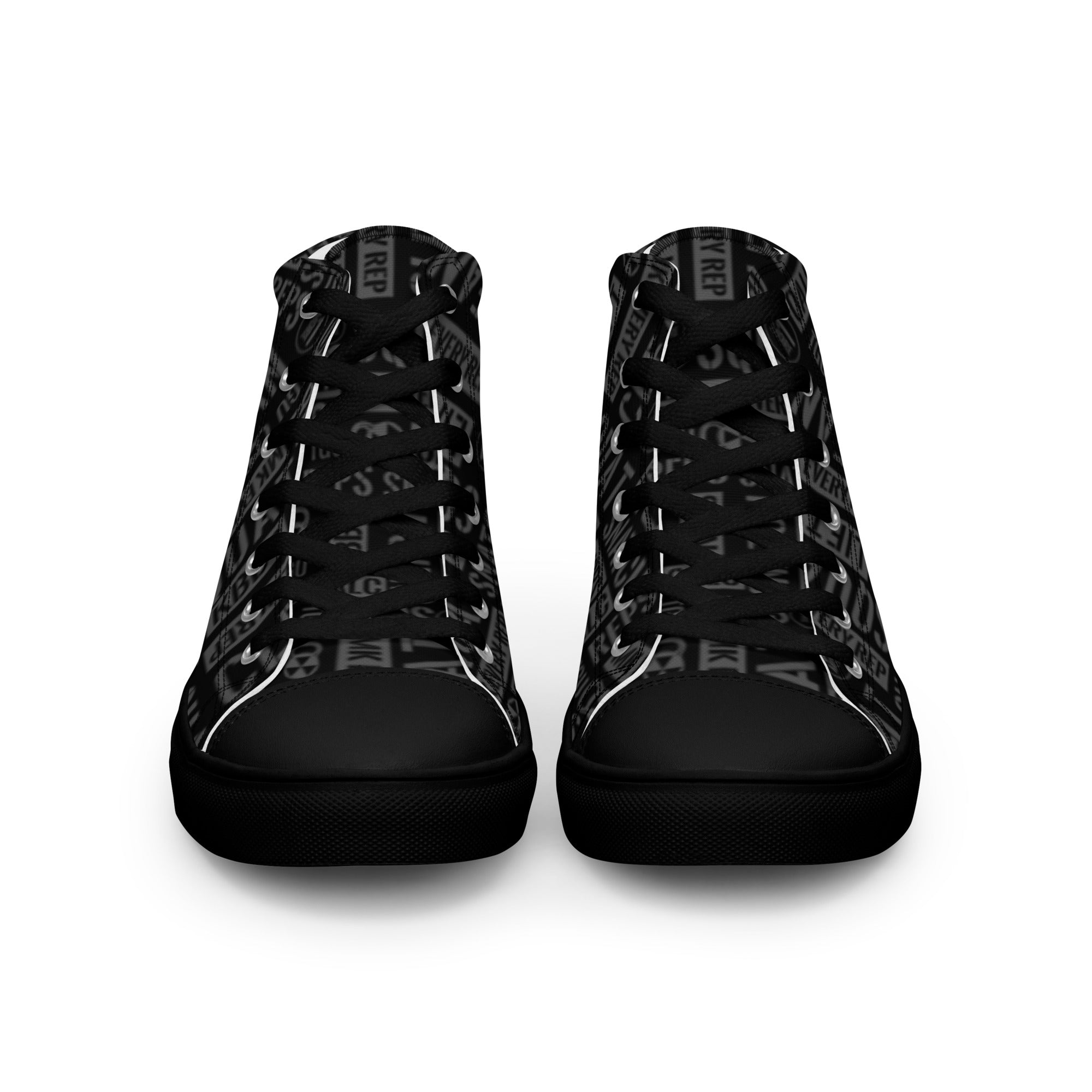 Black/Gray Acronyms Men’s High Tops Canvas Shoes