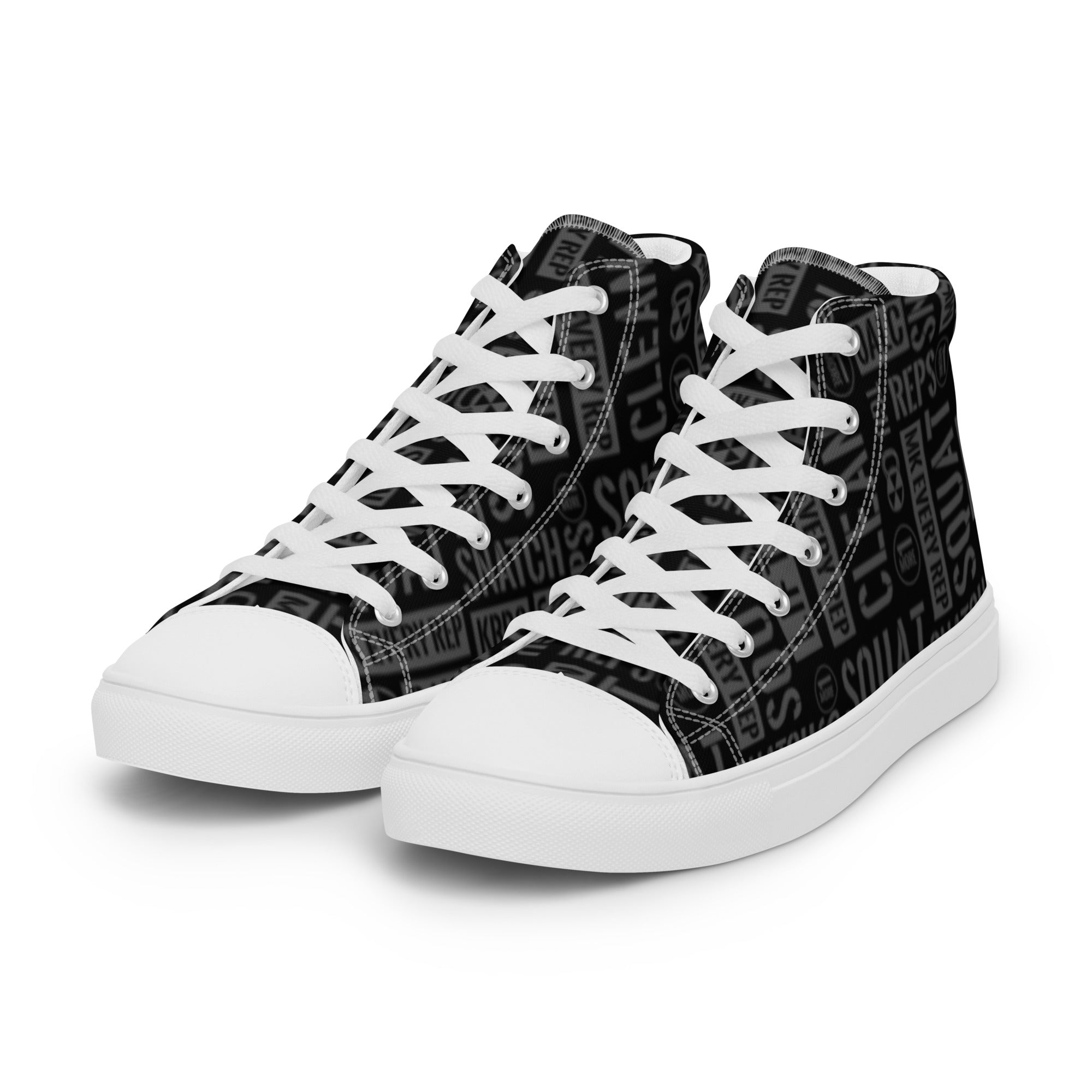 Black/Gray Acronyms Men’s High Tops Canvas Shoes
