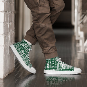 Green/White Acronyms Men’s High Top Canvas Shoes