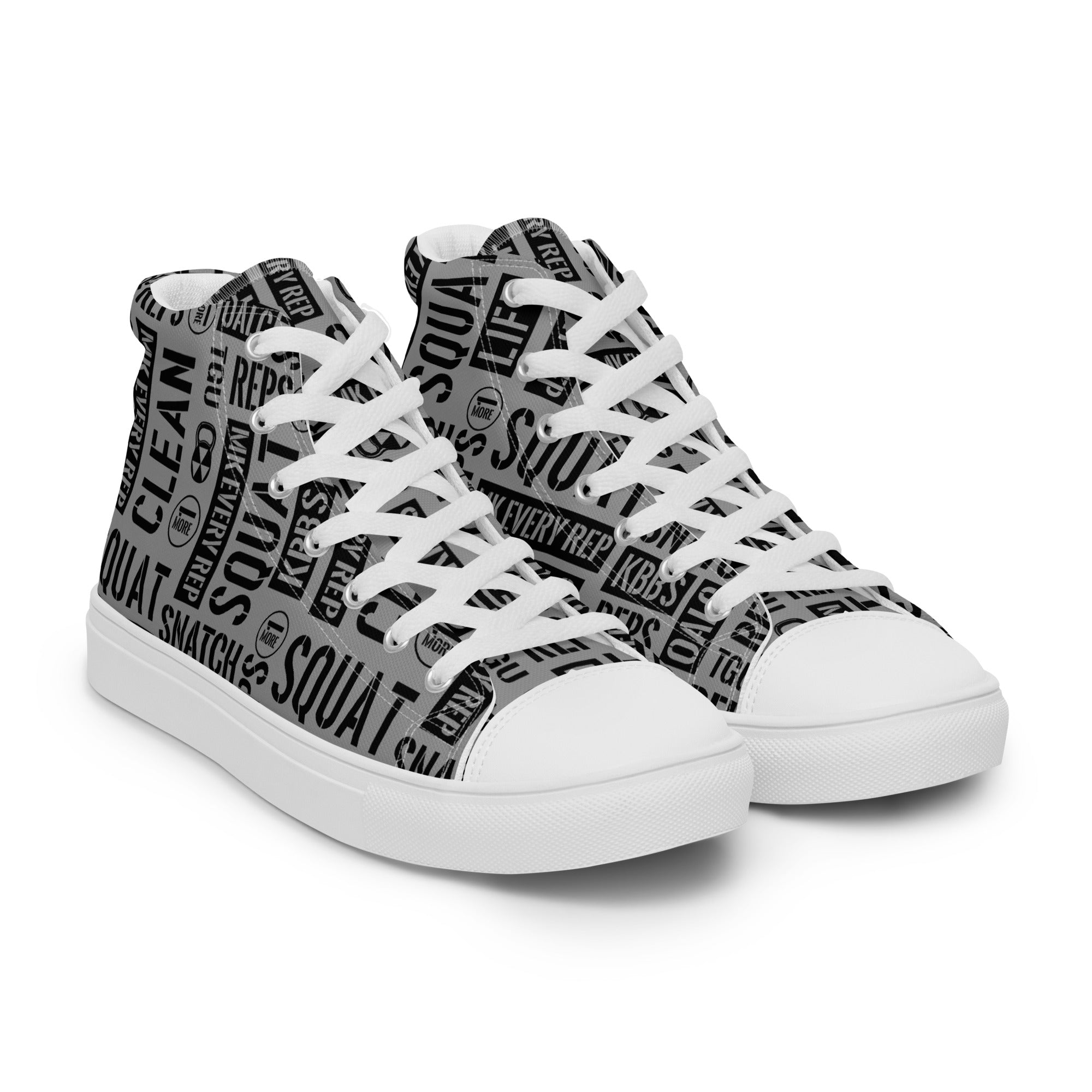 Men’s Charcoal Acronyms White High Tops Canvas Shoes
