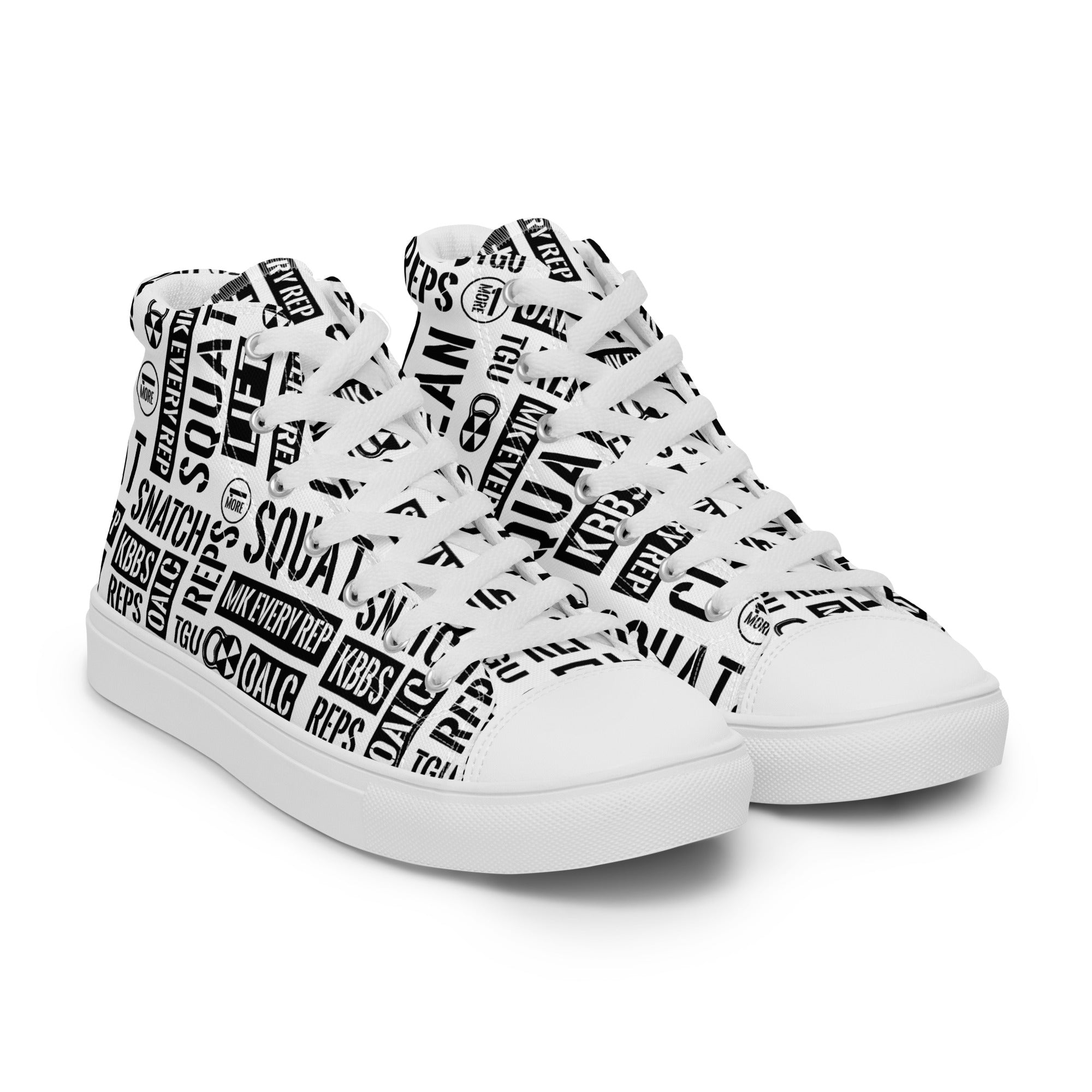 Men’s White Acronyms High Top Canvas Shoes