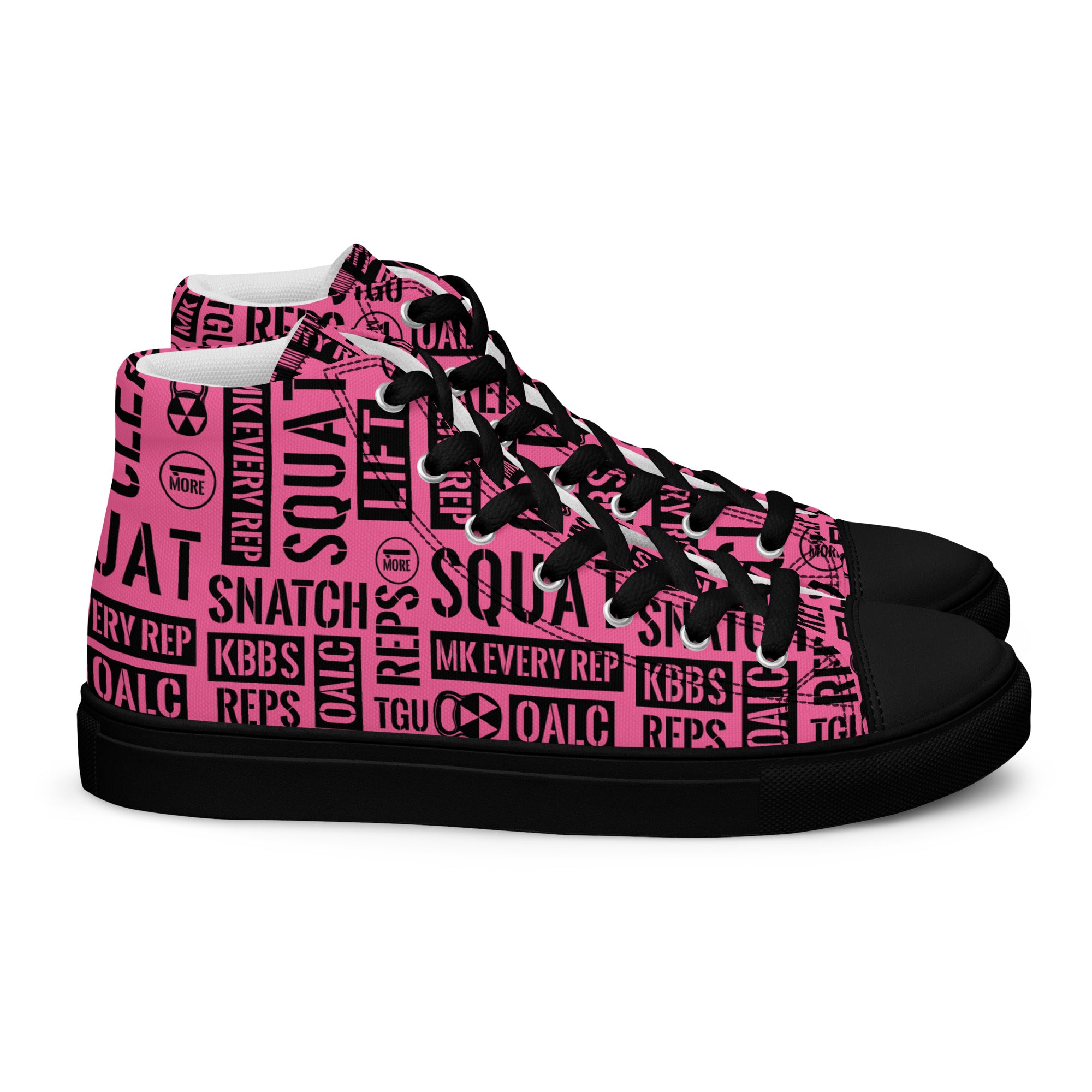 Pink Acronyms Black Women’s high top canvas shoes