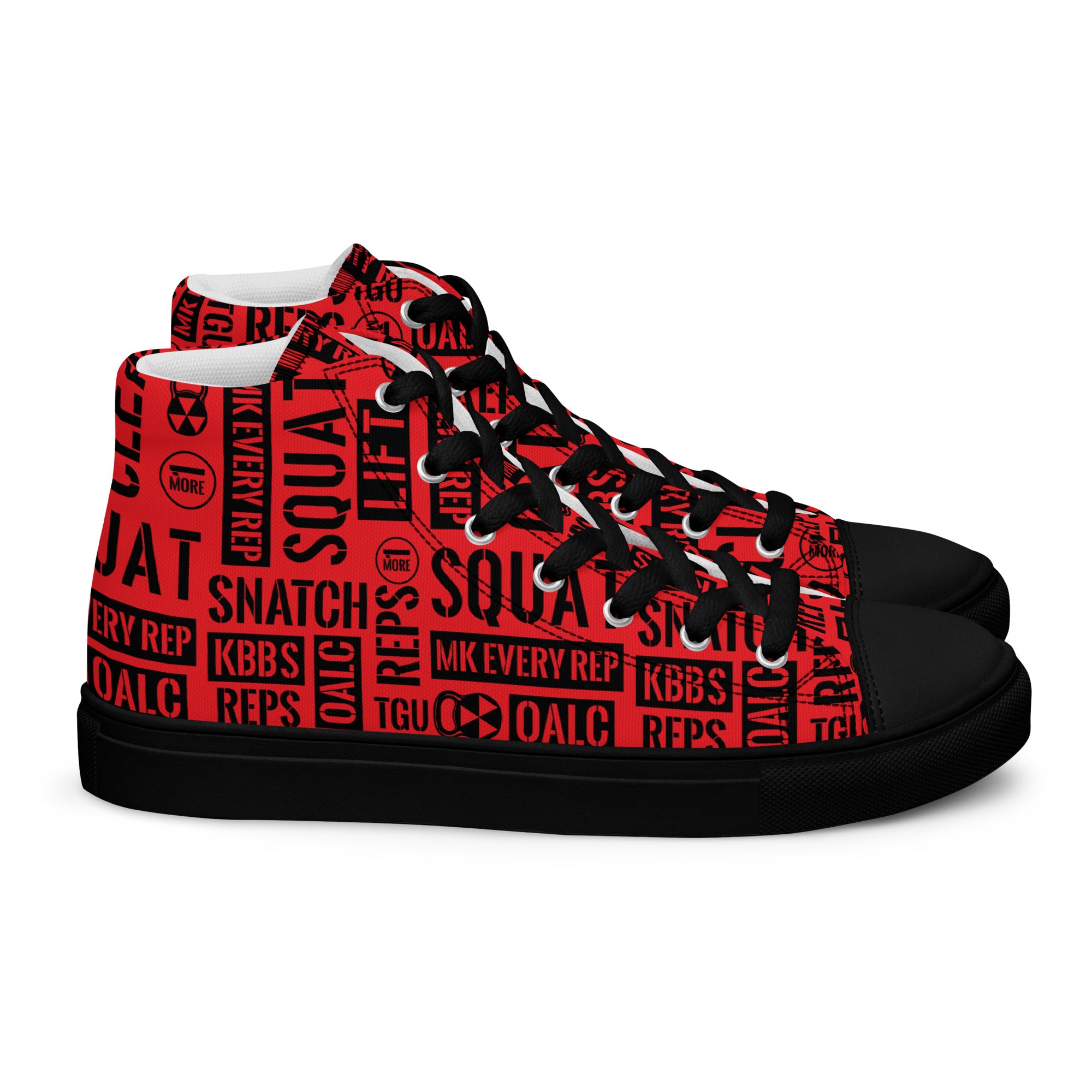Red Acronyms Women’s White High Tops