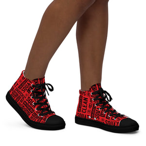 Women’s Red/Black Acronyms High Top Canvas Shoes