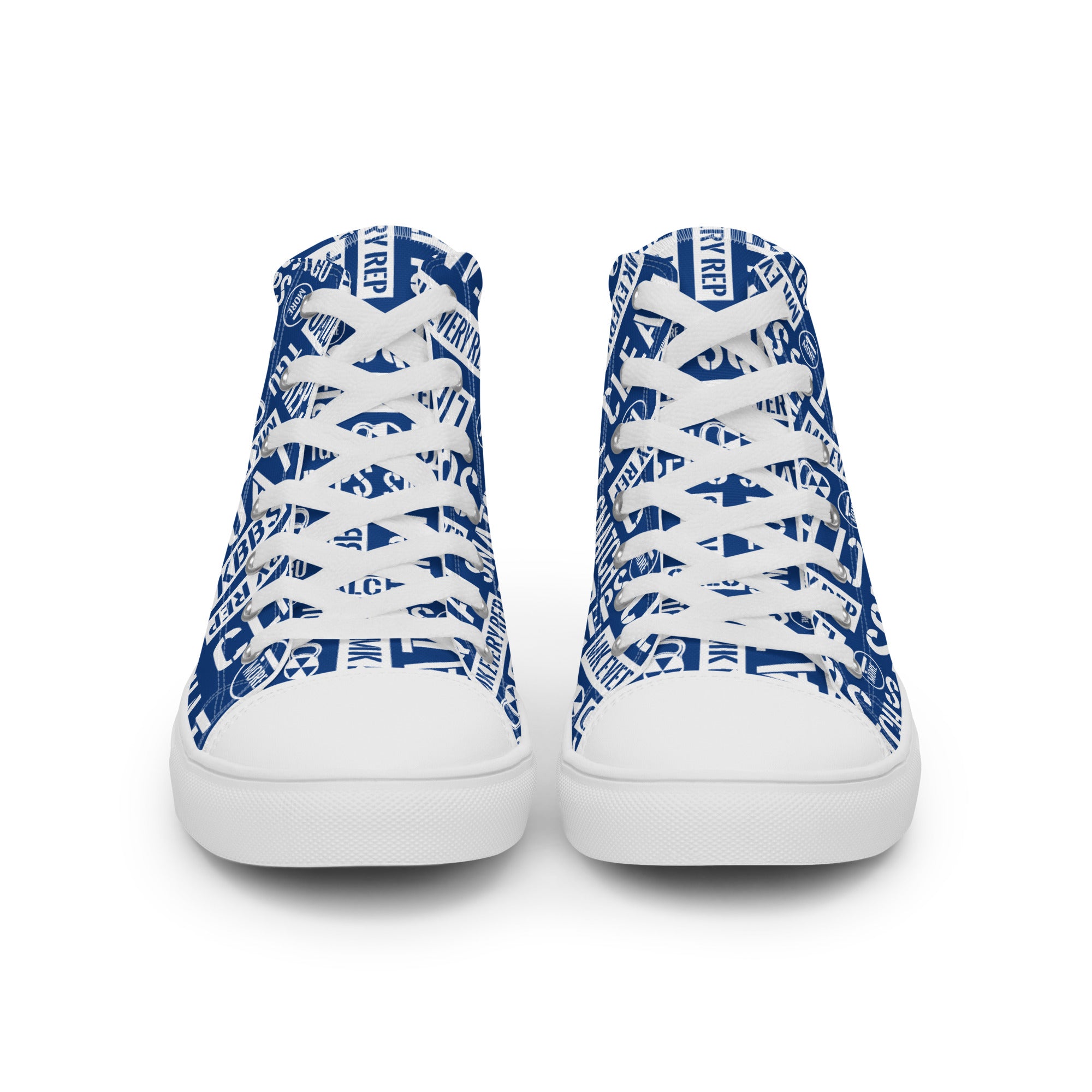 Blue/White Acronyms Women’s High Tops