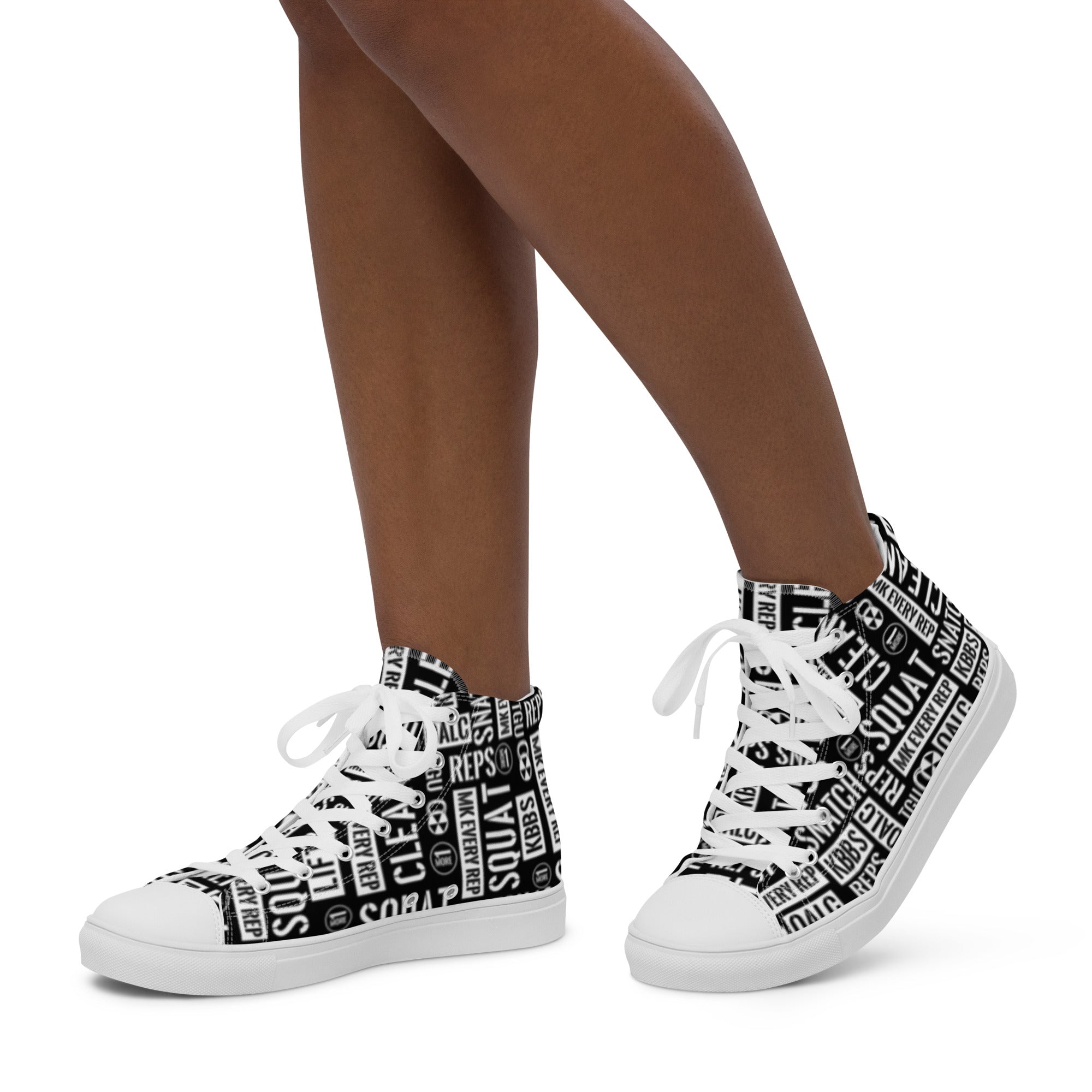 Women’s Black/White Acronyms High Top Canvas Shoes