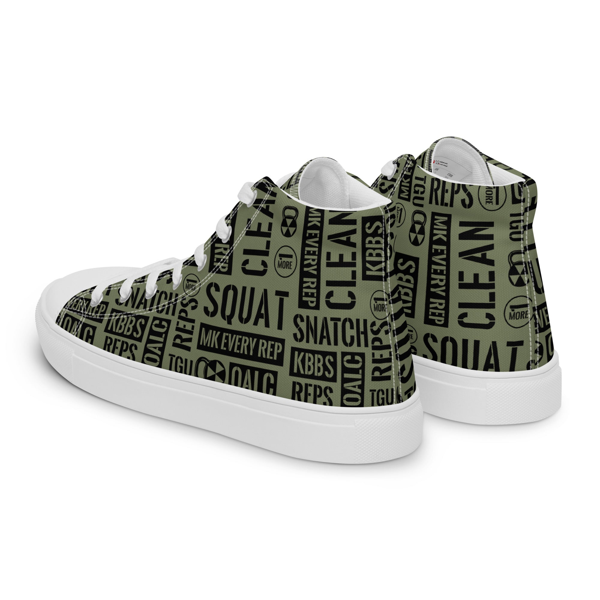 Military Green Acronyms Women’s White High Tops