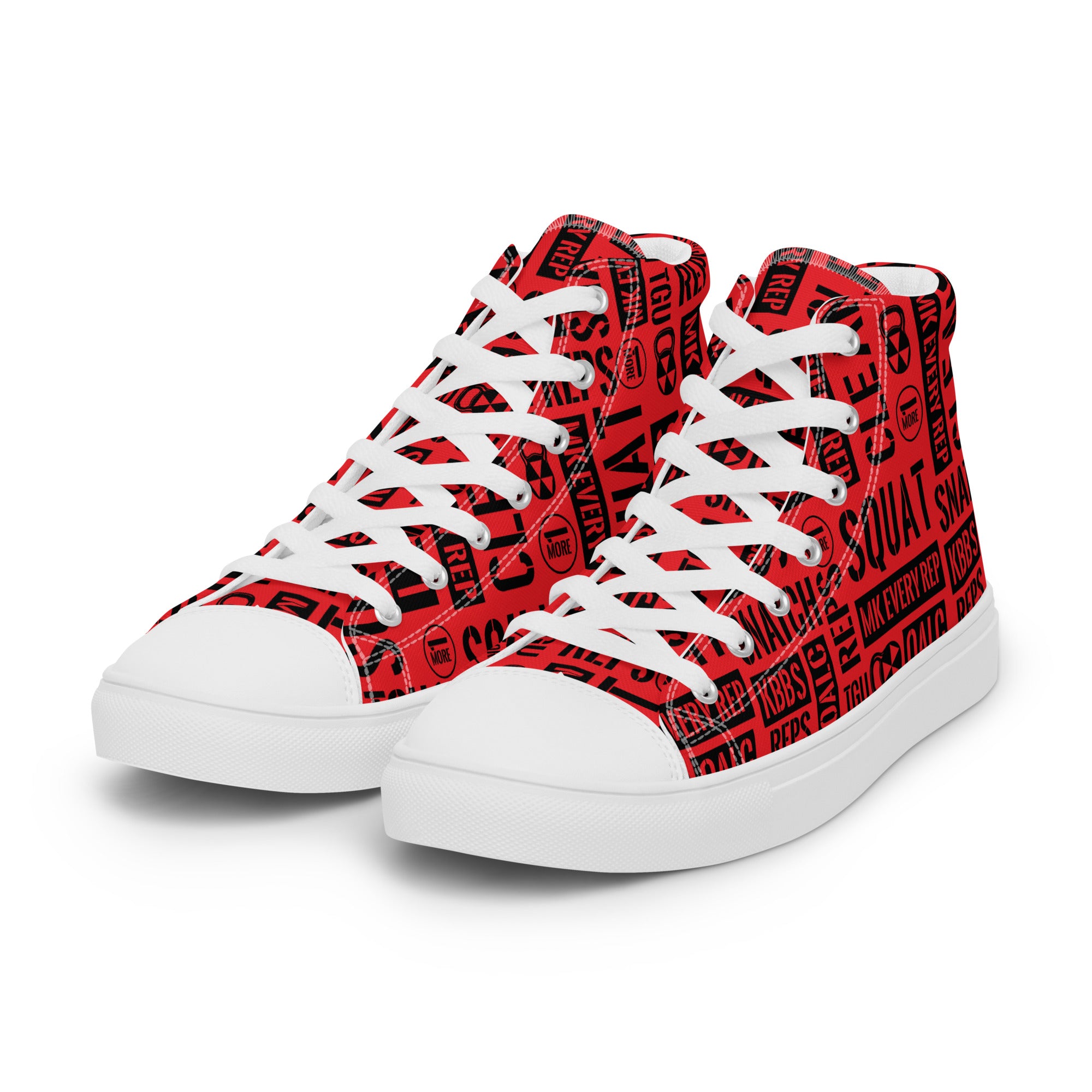 Red Acronyms Women’s White High Tops