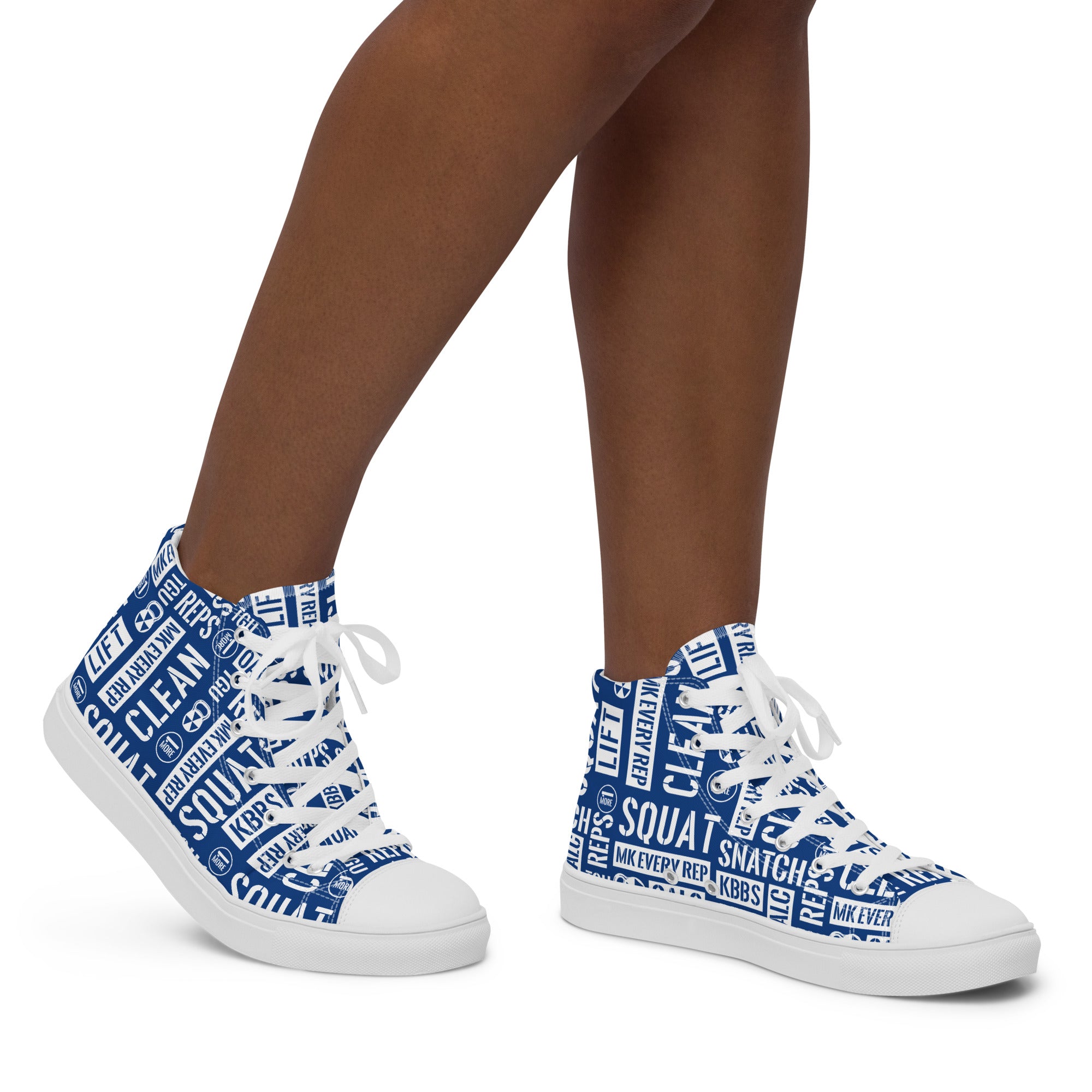 Blue/White Acronyms Women’s High Tops