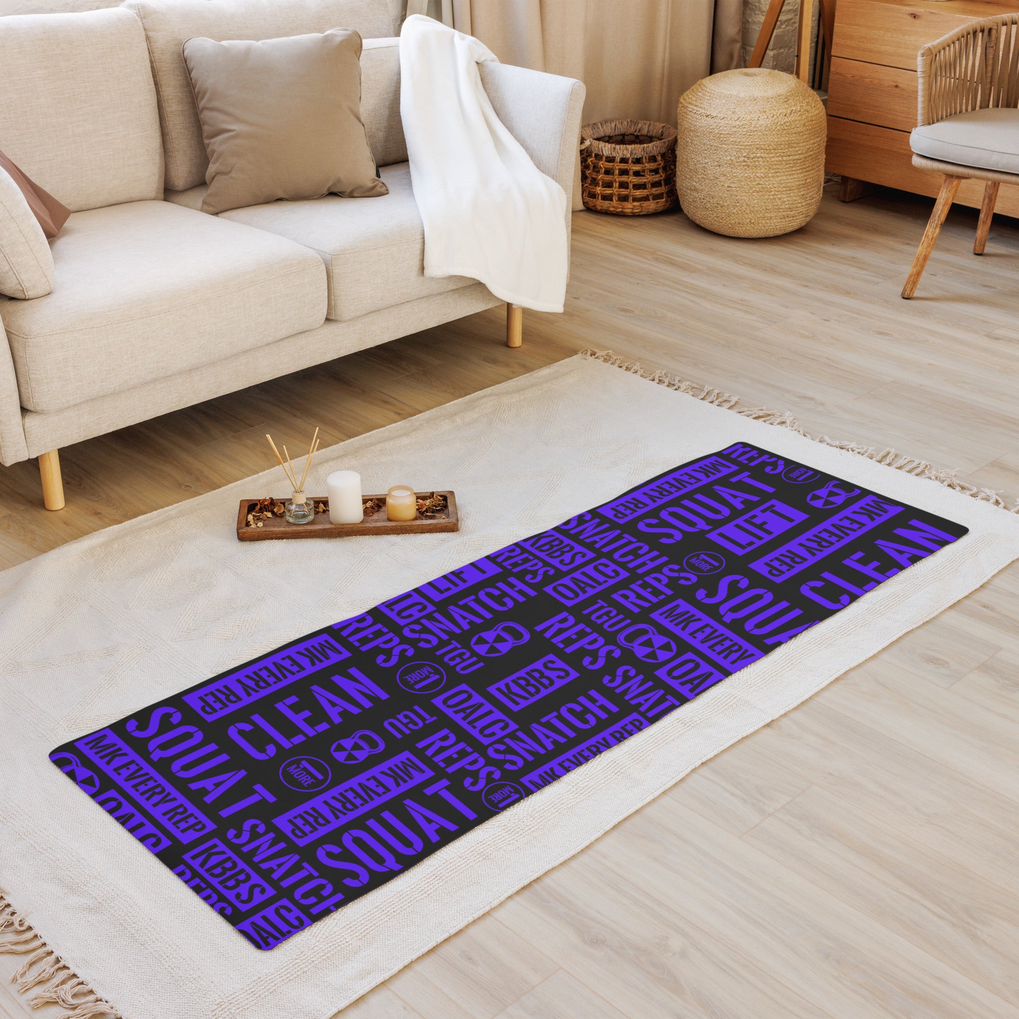 Black/Purple Acronyms Yoga mat