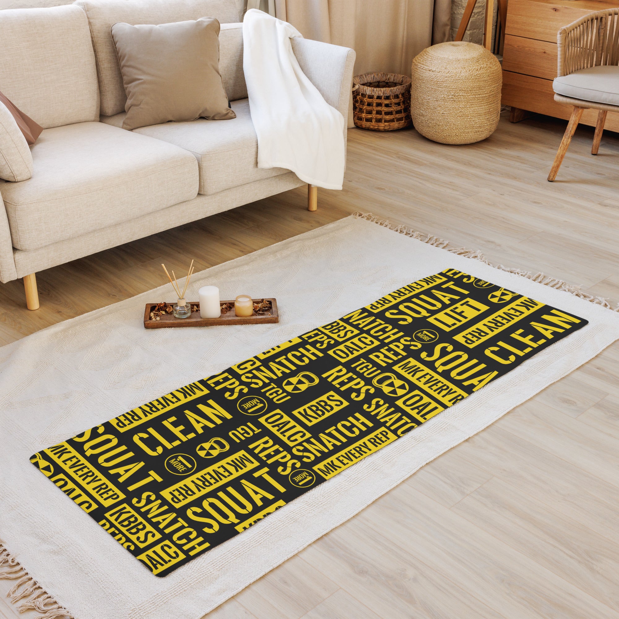 Black/Yellow Acronyms Yoga mat