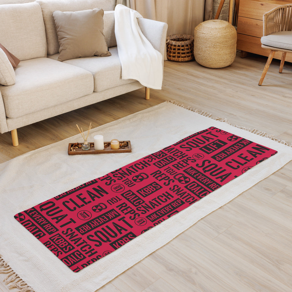 Crimson Red Acronyms Yoga mat