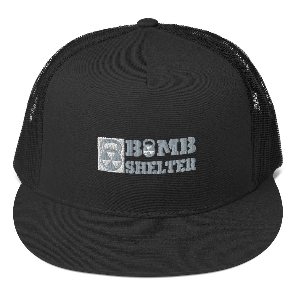 Bomb Shelter White/Silver Trucker Cap
