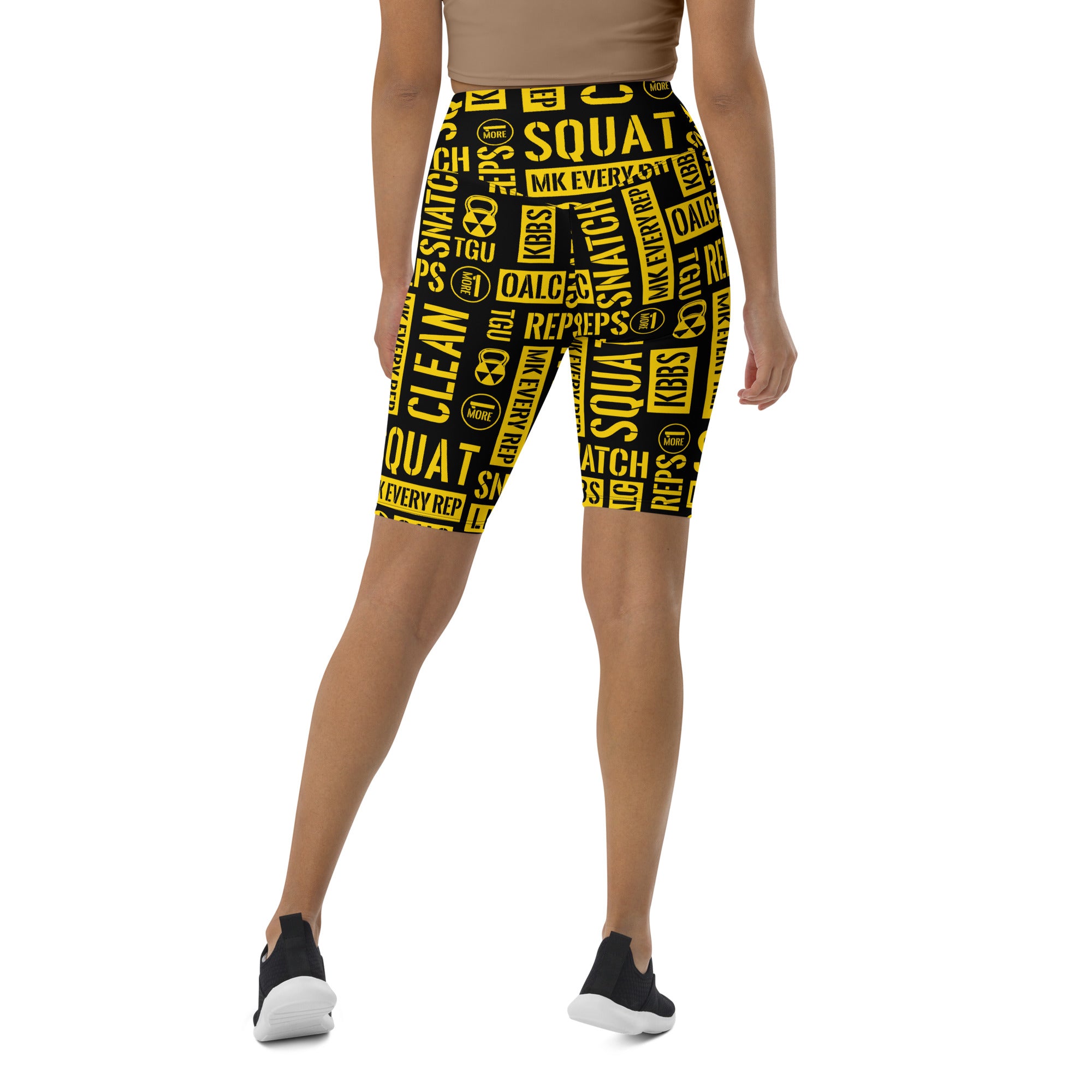 Black/Yellow Acronyms Biker Shorts
