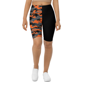 The Rain-Bell 28 KG Orange Half Camo Biker Shorts
