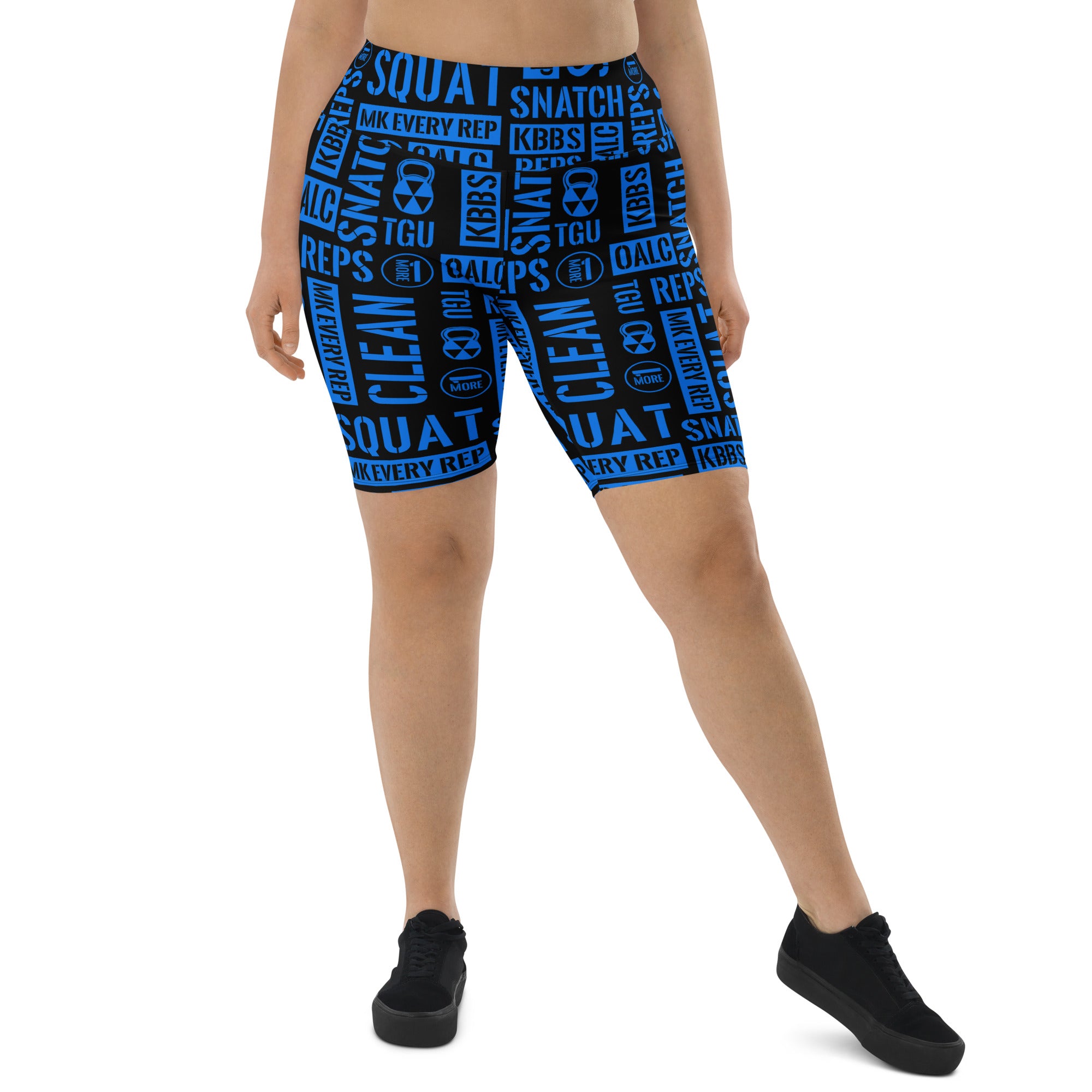 Black/Blue Acronyms Biker Shorts