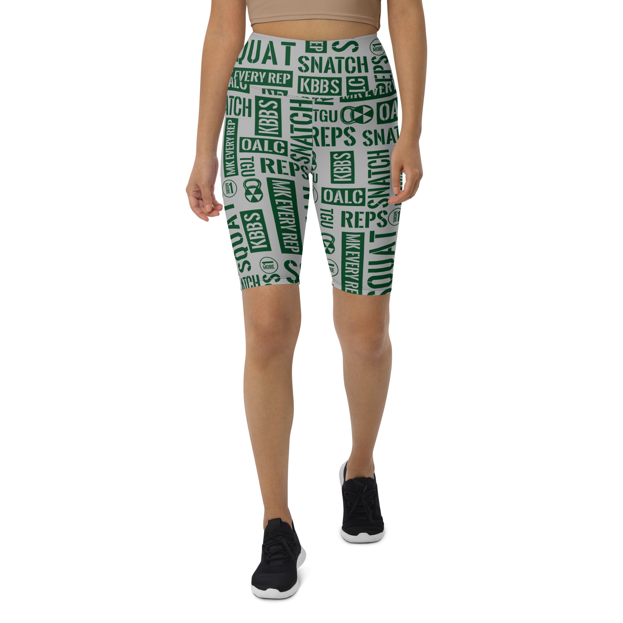 Gray/Forest Green Acronyms Biker Shorts