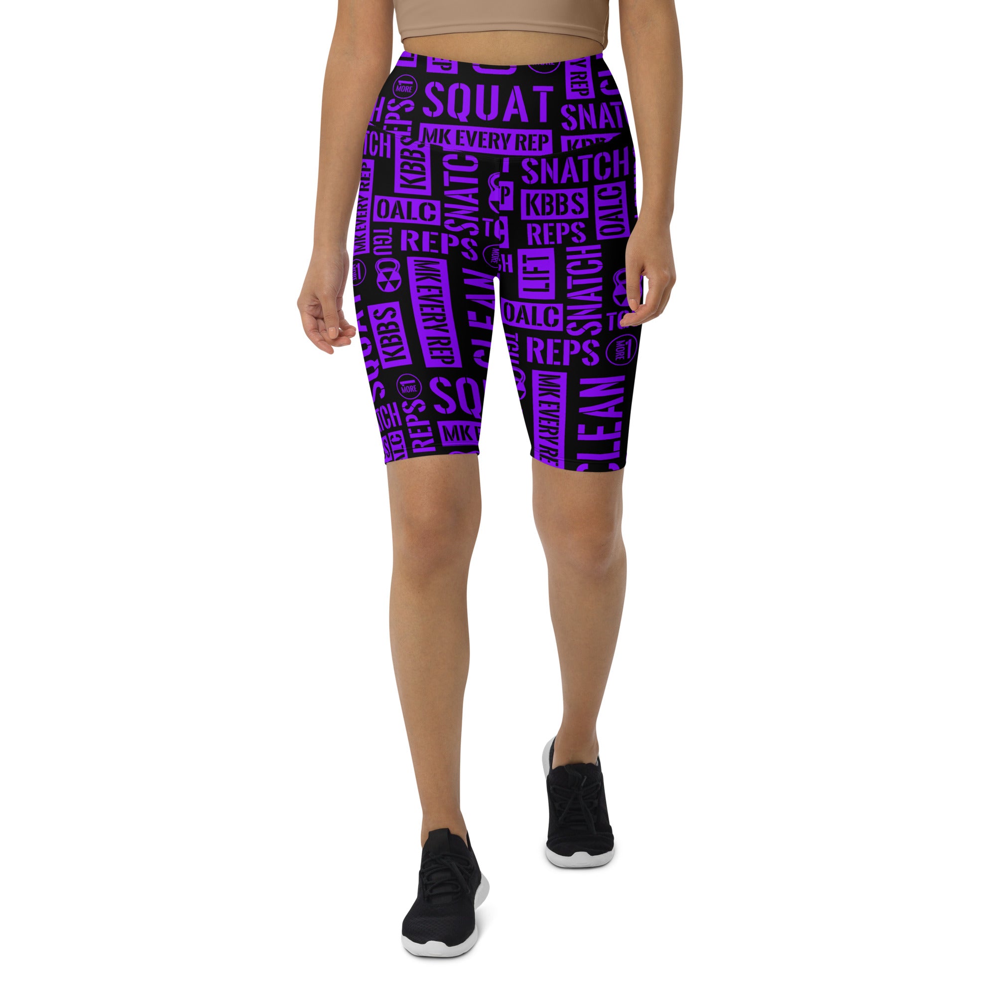 Black/Purple Acronyms Biker Shorts