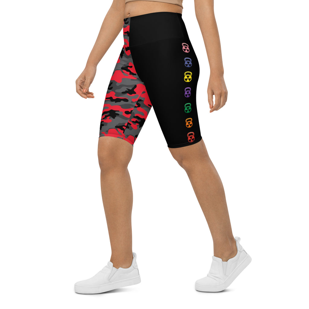 The Rain-Bell 32 KG Red Half Camo Biker Shorts