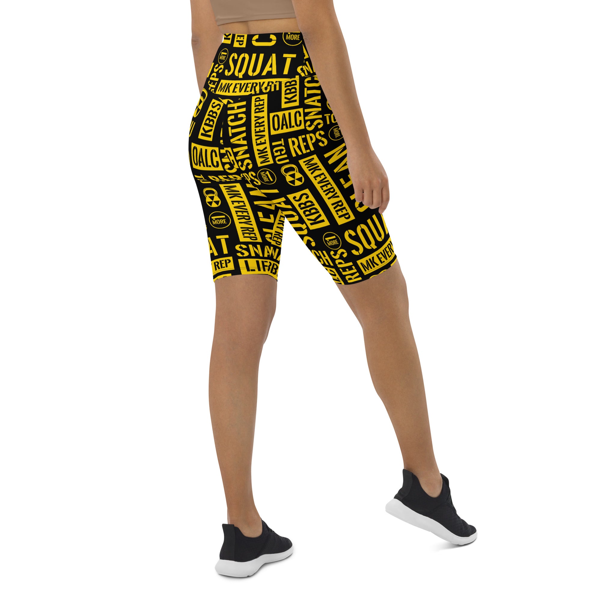 Black/Yellow Acronyms Biker Shorts