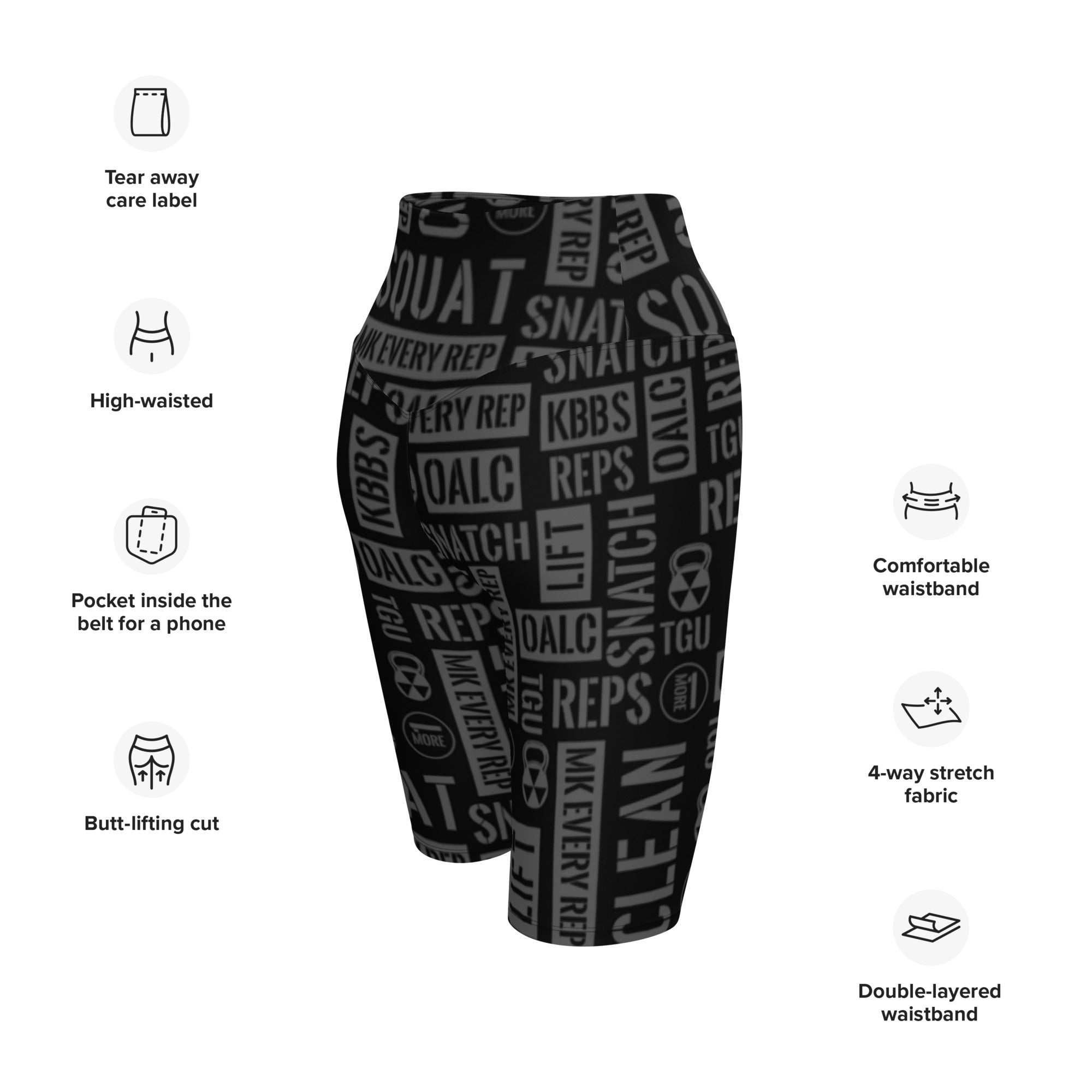 Black/Gray Acronyms Biker Shorts