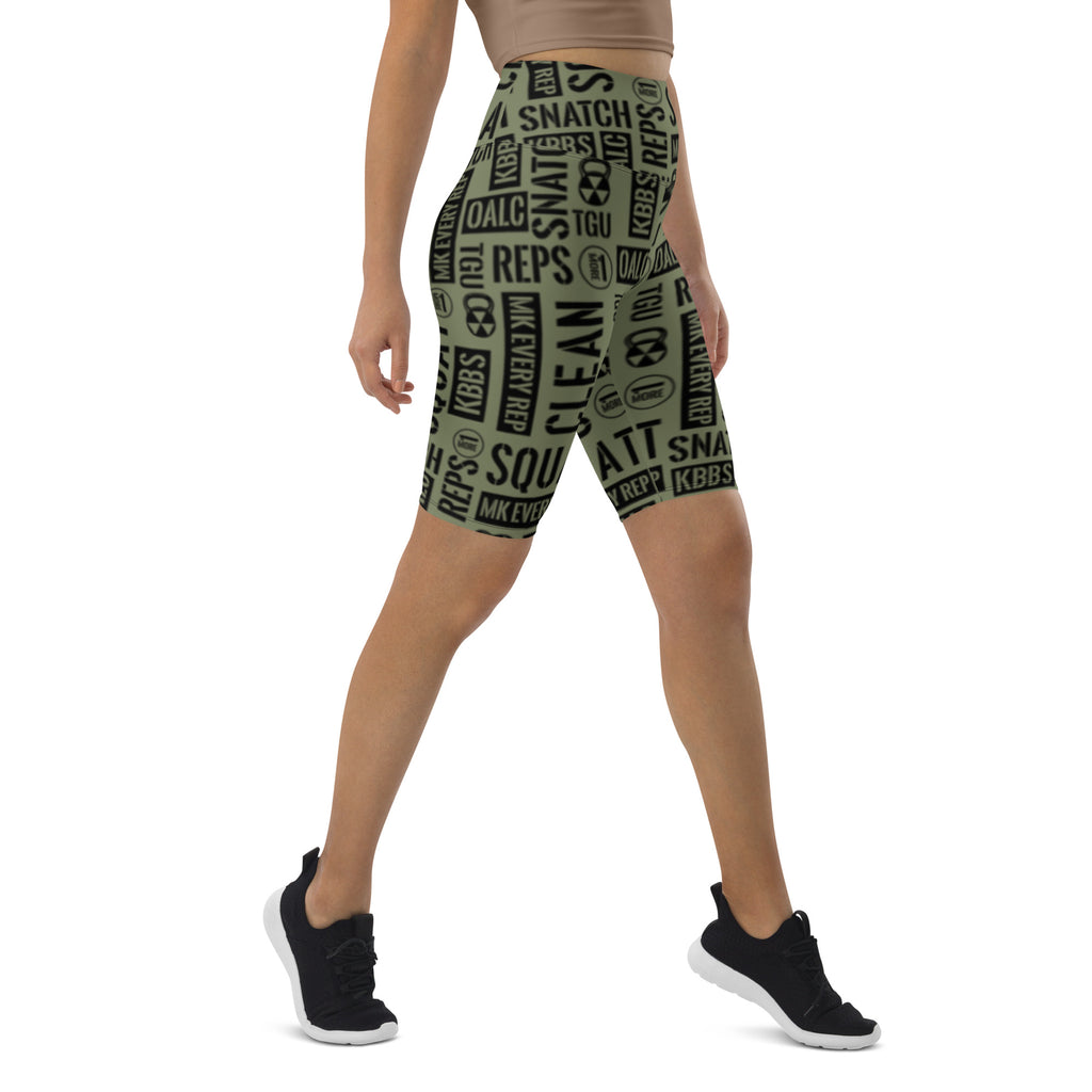 Military Green Acronyms Biker Shorts