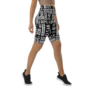 Black/White Acronyms Biker Shorts