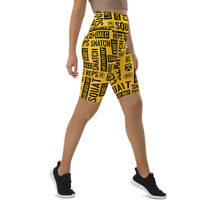 Gold Acronyms Biker Shorts